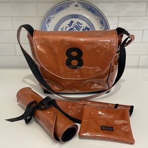 Timi & Leslie Burnt Orange/Rust Diaper Bag—Changing Pad/Zippered Pouch-Bib—NWOT